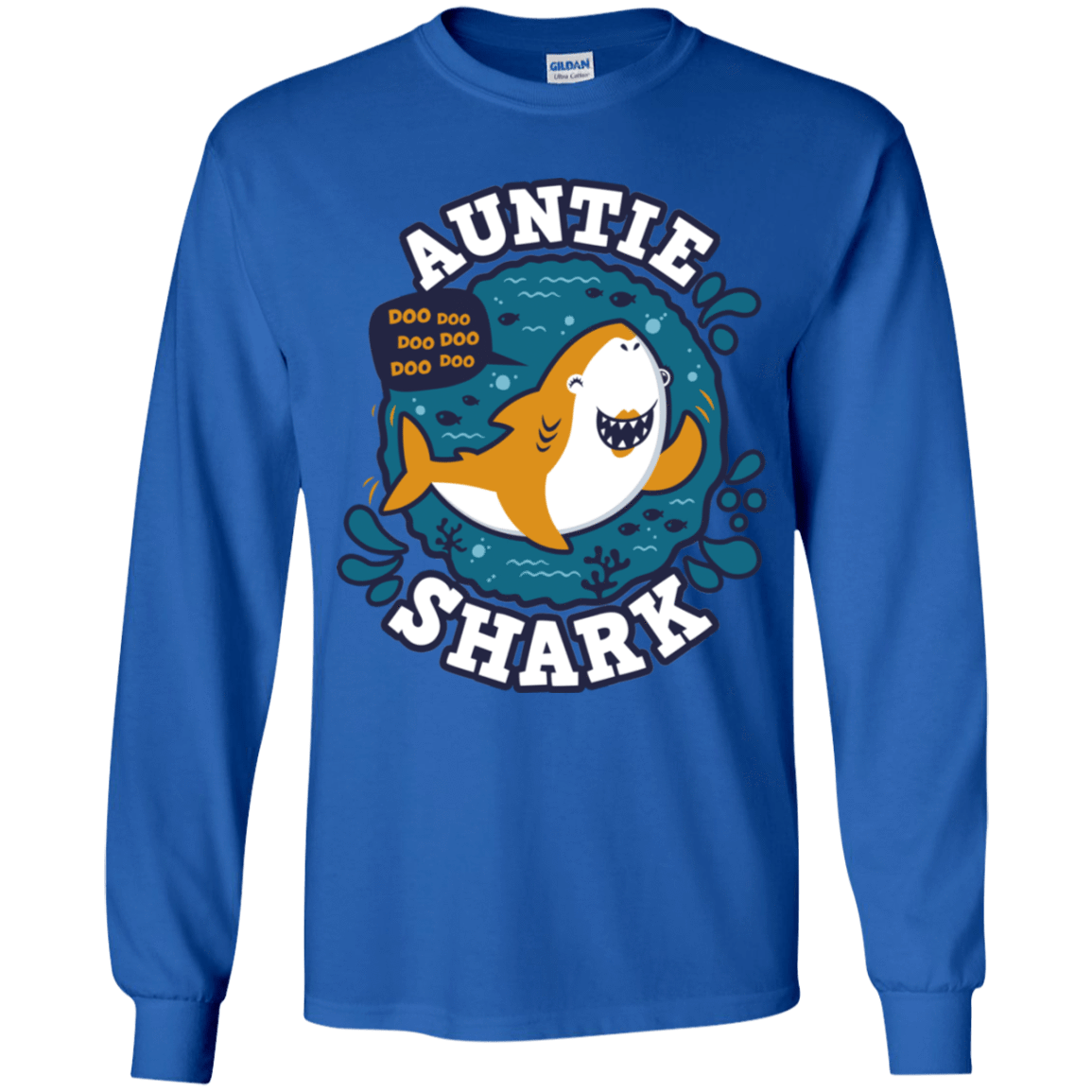 T-Shirts Royal / YS Shark Family Trazo - Auntie Youth Long Sleeve T-Shirt