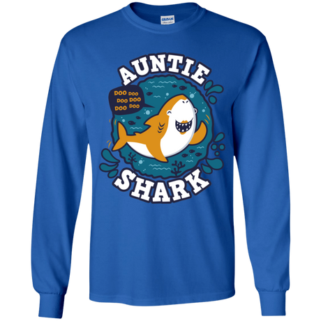 T-Shirts Royal / YS Shark Family Trazo - Auntie Youth Long Sleeve T-Shirt