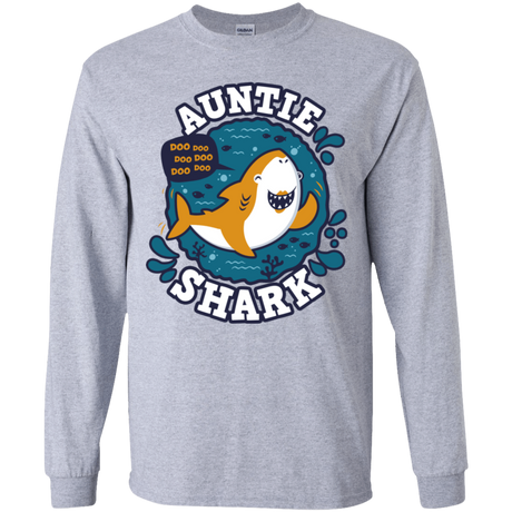 T-Shirts Sport Grey / YS Shark Family Trazo - Auntie Youth Long Sleeve T-Shirt