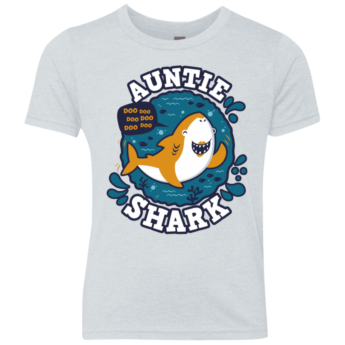 T-Shirts Heather White / YXS Shark Family Trazo - Auntie Youth Triblend T-Shirt