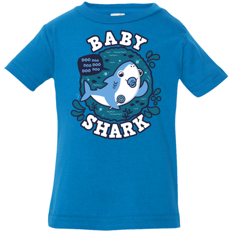 T-Shirts Cobalt / 6 Months Shark Family trazo - Baby Boy chupete Infant Premium T-Shirt