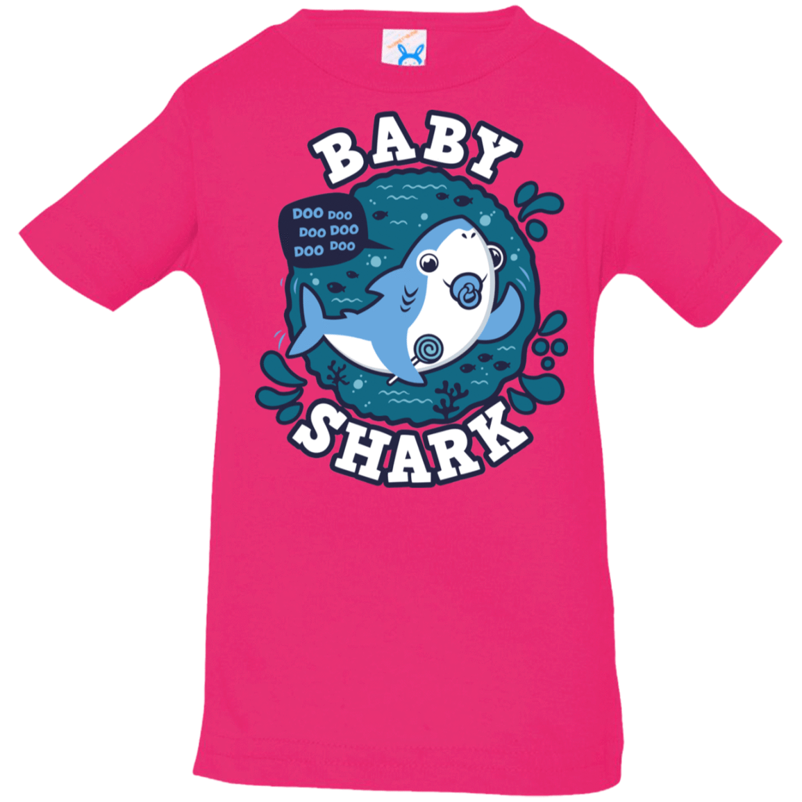 T-Shirts Hot Pink / 6 Months Shark Family trazo - Baby Boy chupete Infant Premium T-Shirt