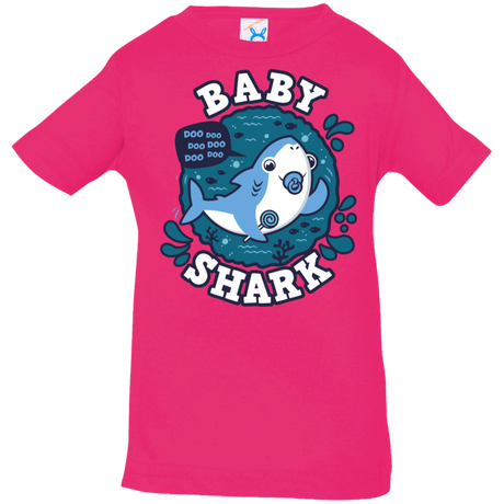 T-Shirts Hot Pink / 6 Months Shark Family trazo - Baby Boy chupete Infant Premium T-Shirt