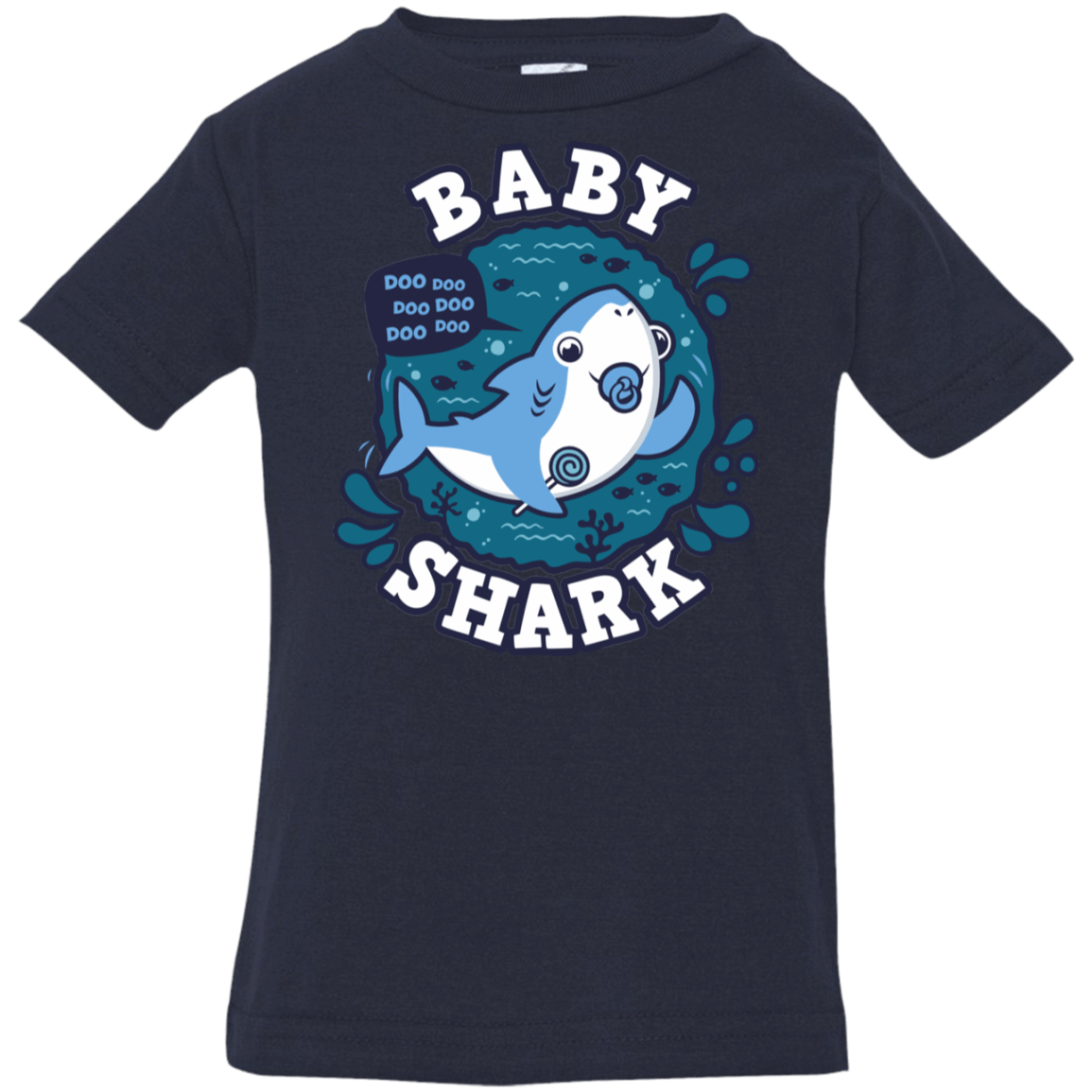 T-Shirts Navy / 6 Months Shark Family trazo - Baby Boy chupete Infant Premium T-Shirt