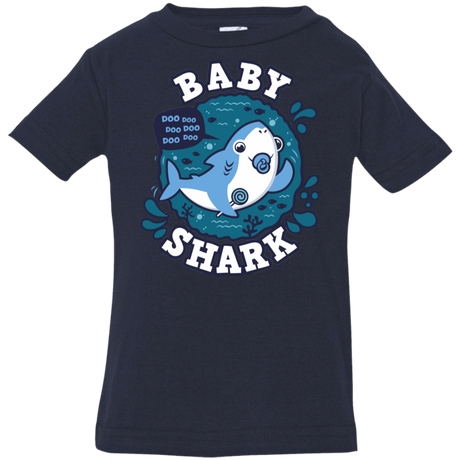 T-Shirts Navy / 6 Months Shark Family trazo - Baby Boy chupete Infant Premium T-Shirt