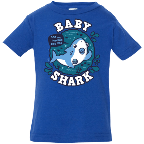 T-Shirts Royal / 6 Months Shark Family trazo - Baby Boy chupete Infant Premium T-Shirt