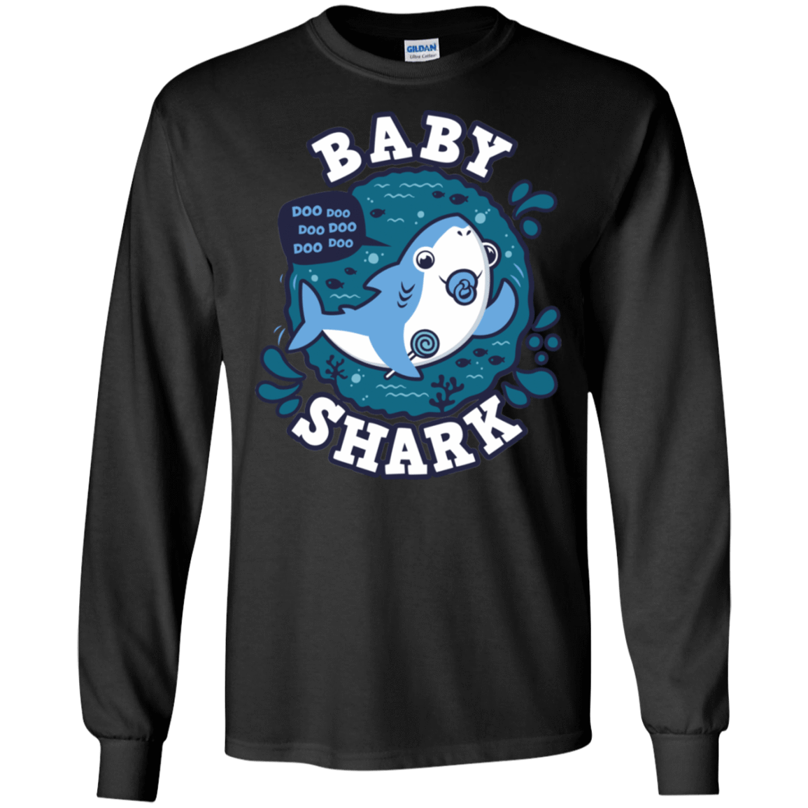 T-Shirts Black / S Shark Family trazo - Baby Boy chupete Men's Long Sleeve T-Shirt