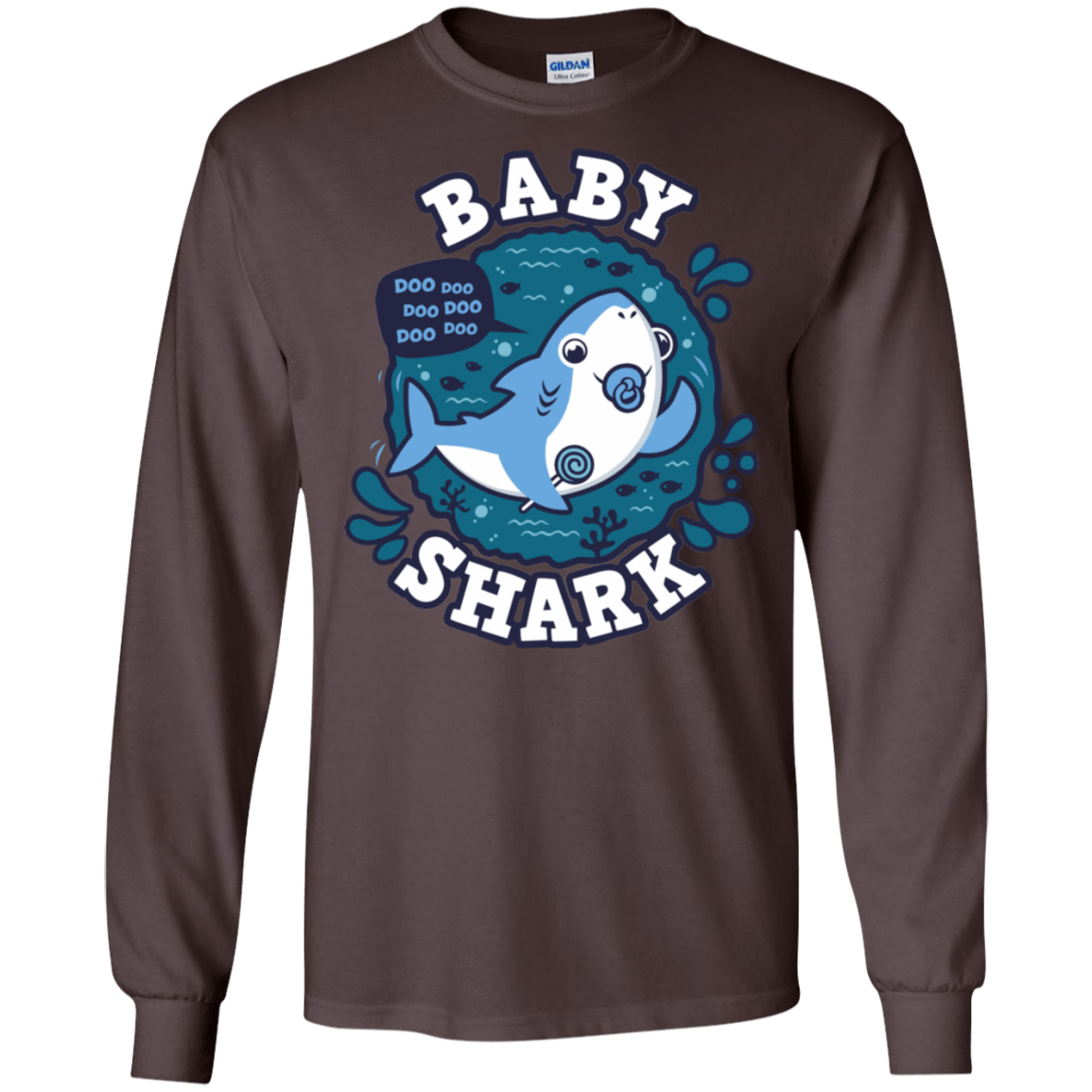 T-Shirts Dark Chocolate / S Shark Family trazo - Baby Boy chupete Men's Long Sleeve T-Shirt