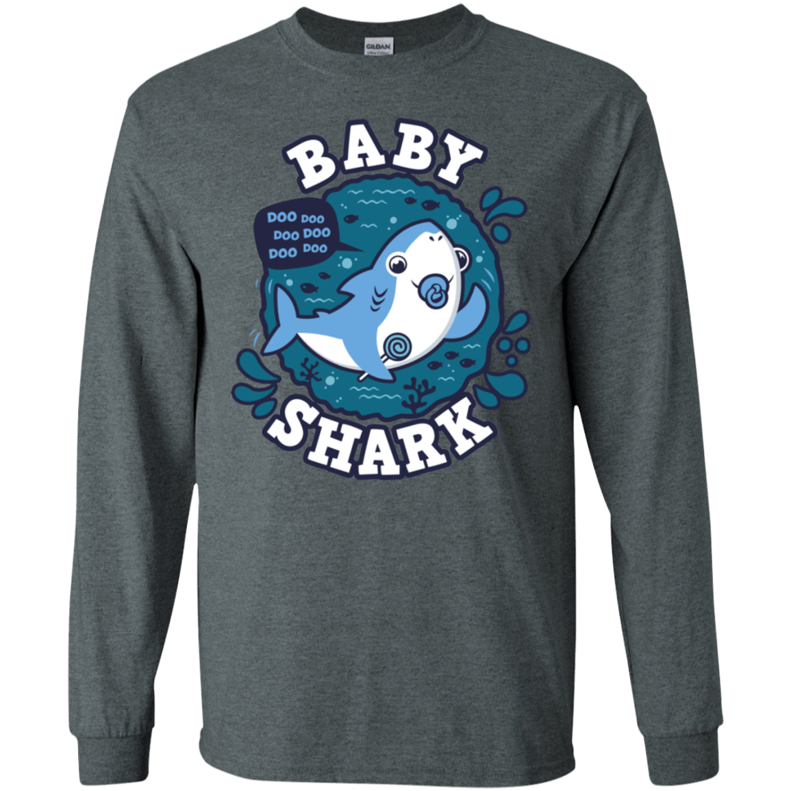 T-Shirts Dark Heather / S Shark Family trazo - Baby Boy chupete Men's Long Sleeve T-Shirt