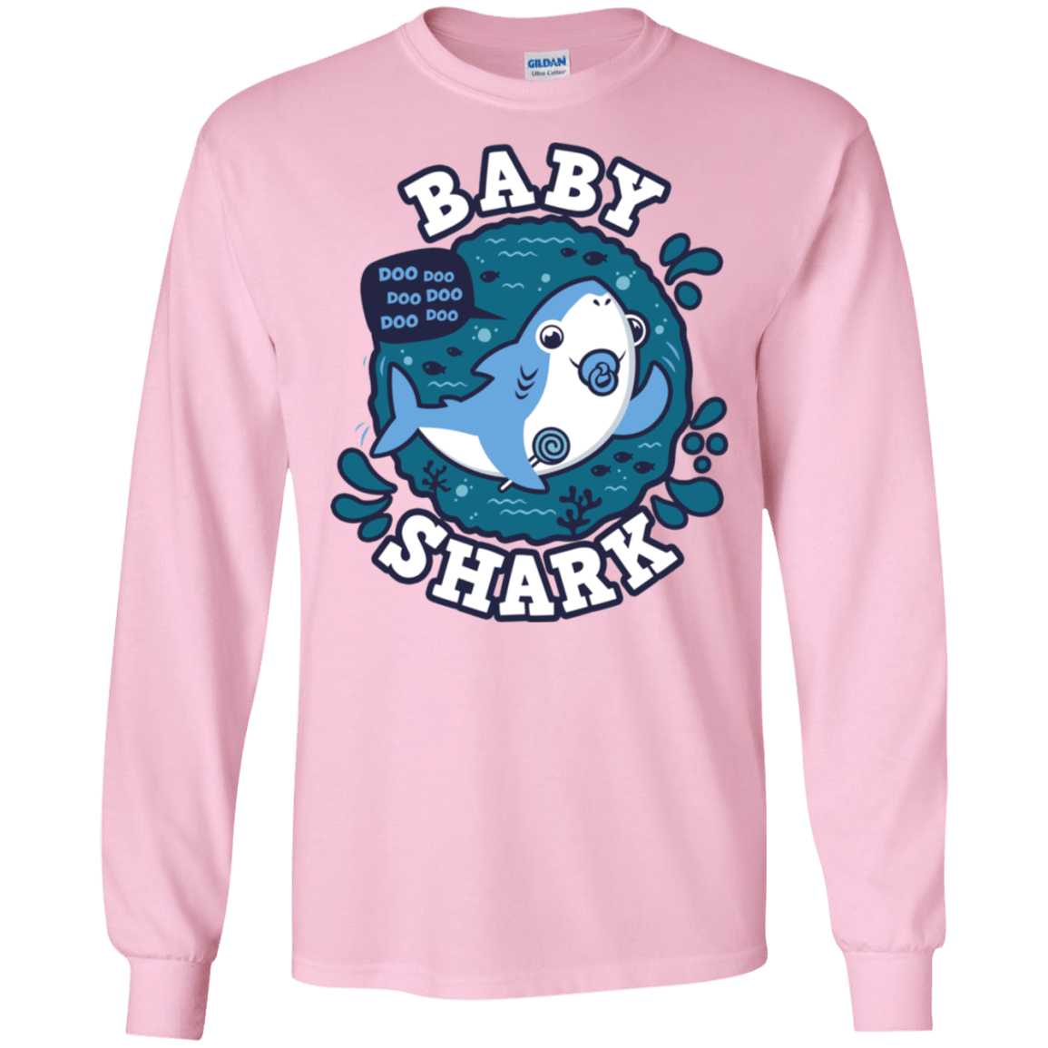 T-Shirts Light Pink / S Shark Family trazo - Baby Boy chupete Men's Long Sleeve T-Shirt