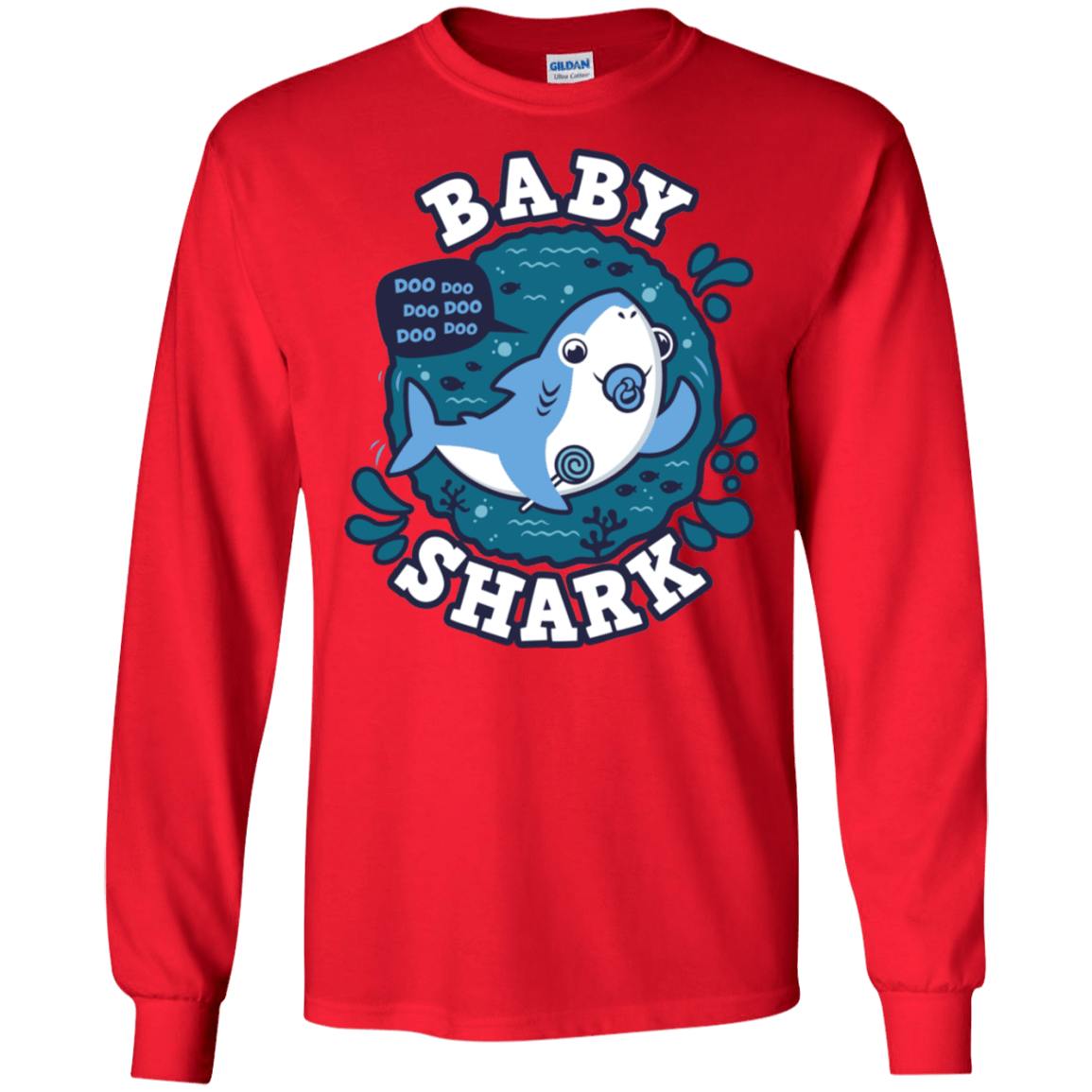 T-Shirts Red / S Shark Family trazo - Baby Boy chupete Men's Long Sleeve T-Shirt