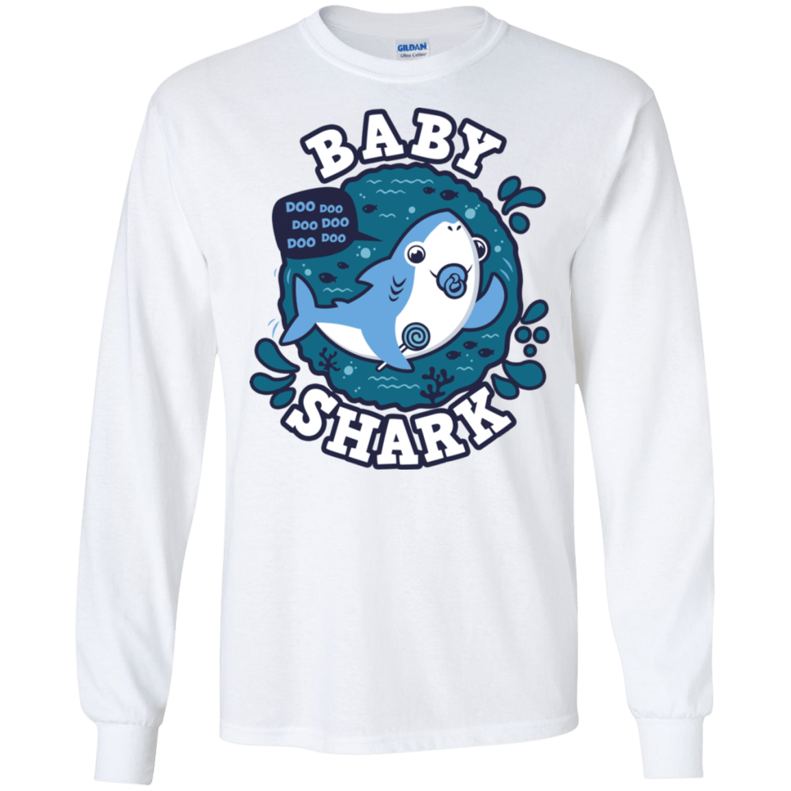 T-Shirts White / S Shark Family trazo - Baby Boy chupete Men's Long Sleeve T-Shirt