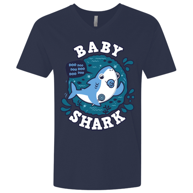 T-Shirts Midnight Navy / X-Small Shark Family trazo - Baby Boy chupete Men's Premium V-Neck