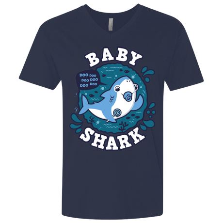 T-Shirts Midnight Navy / X-Small Shark Family trazo - Baby Boy chupete Men's Premium V-Neck