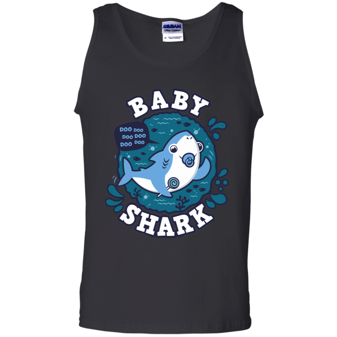 T-Shirts Black / S Shark Family trazo - Baby Boy chupete Men's Tank Top