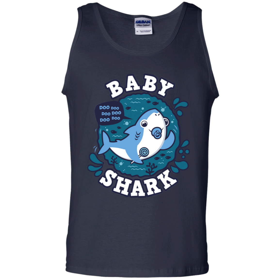 T-Shirts Navy / S Shark Family trazo - Baby Boy chupete Men's Tank Top