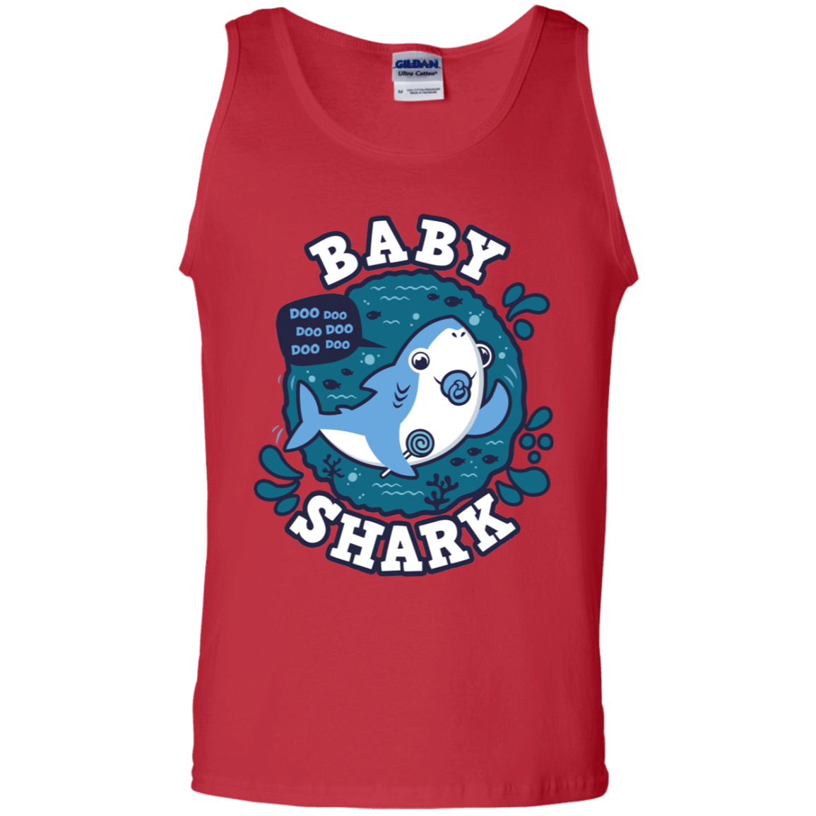 T-Shirts Red / S Shark Family trazo - Baby Boy chupete Men's Tank Top