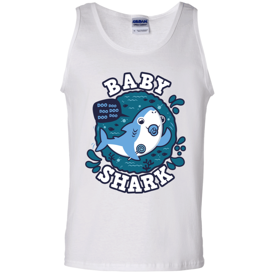 T-Shirts White / S Shark Family trazo - Baby Boy chupete Men's Tank Top