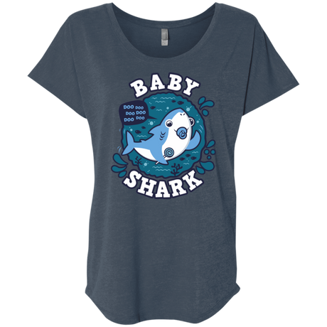 T-Shirts Indigo / X-Small Shark Family trazo - Baby Boy chupete Triblend Dolman Sleeve