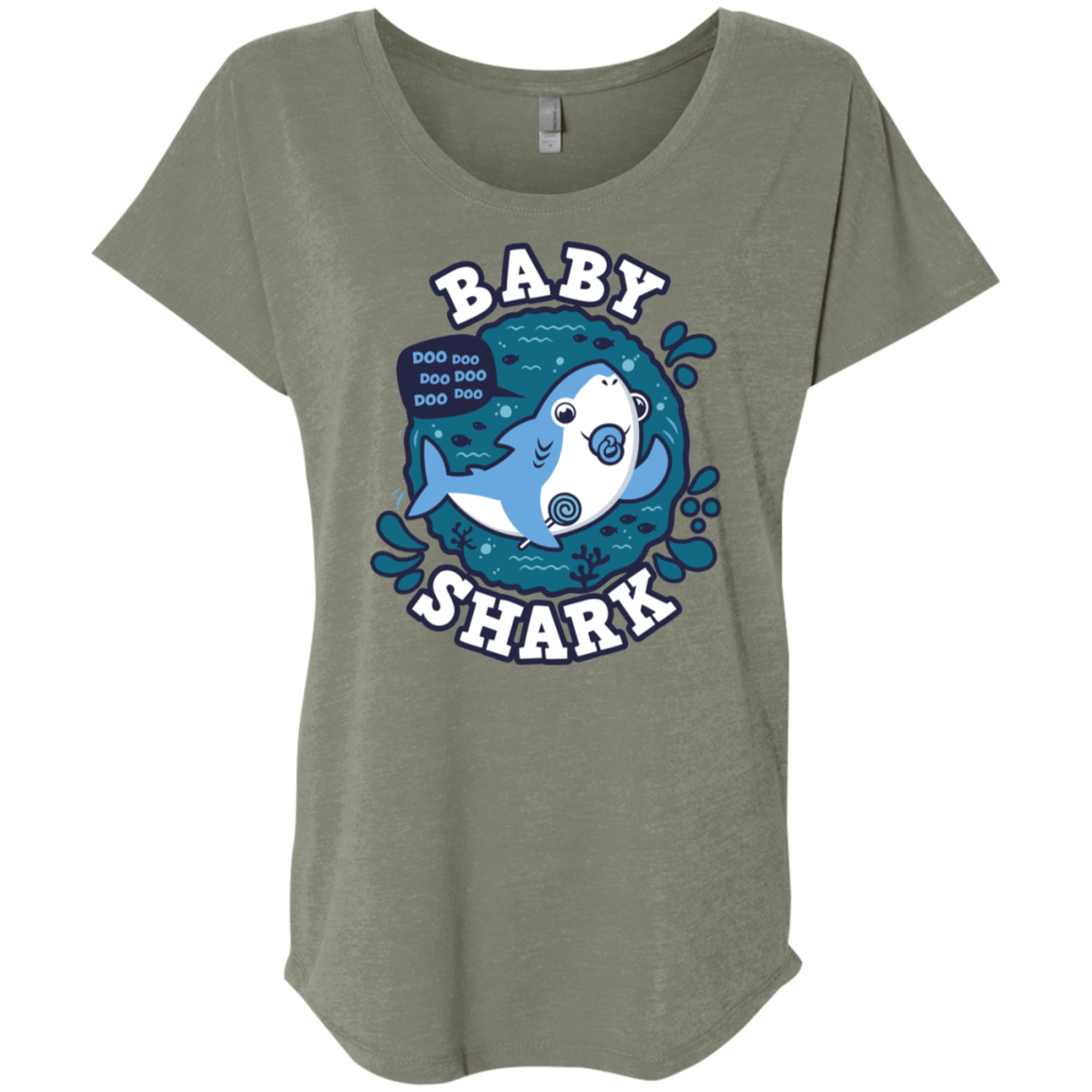 T-Shirts Venetian Grey / X-Small Shark Family trazo - Baby Boy chupete Triblend Dolman Sleeve