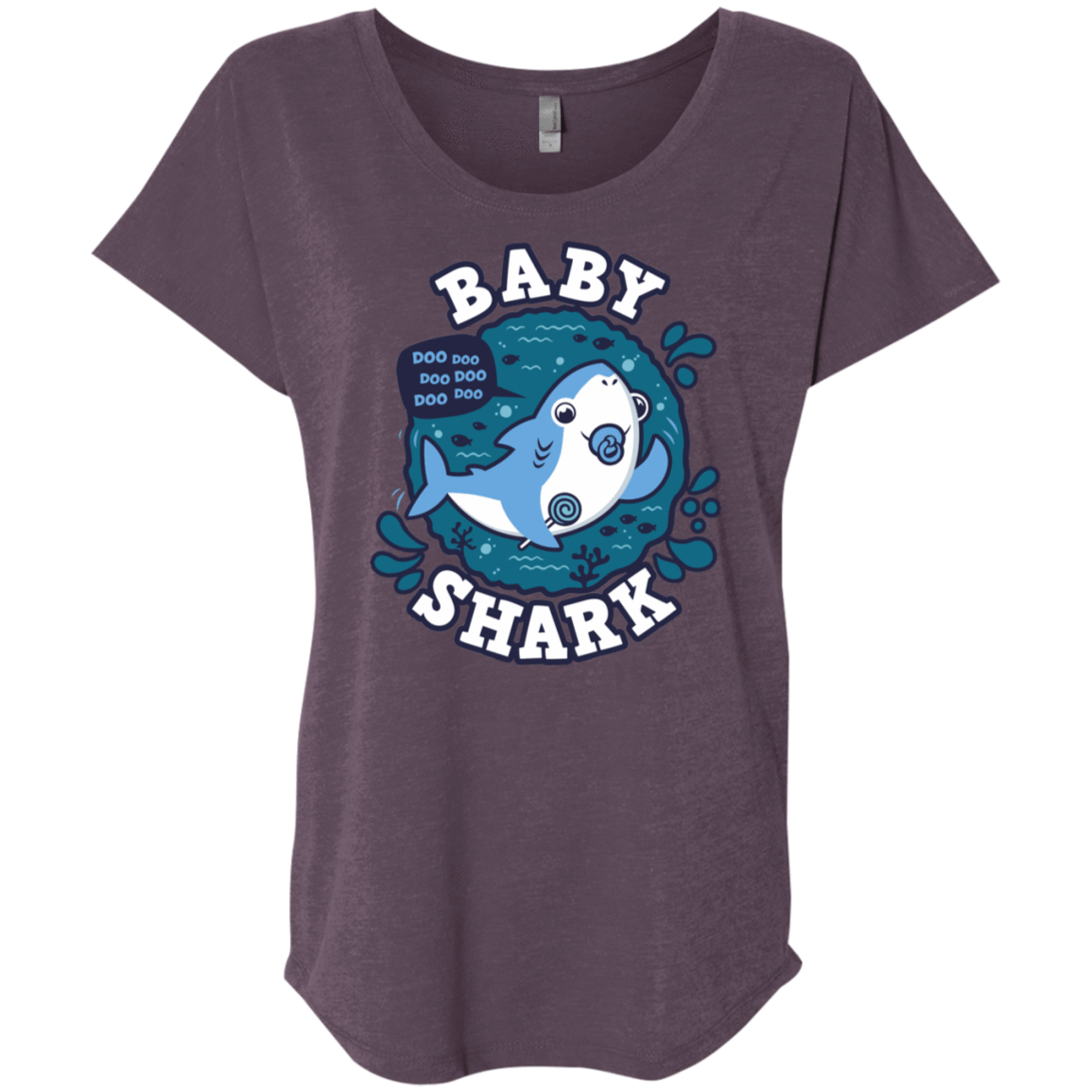 T-Shirts Vintage Purple / X-Small Shark Family trazo - Baby Boy chupete Triblend Dolman Sleeve