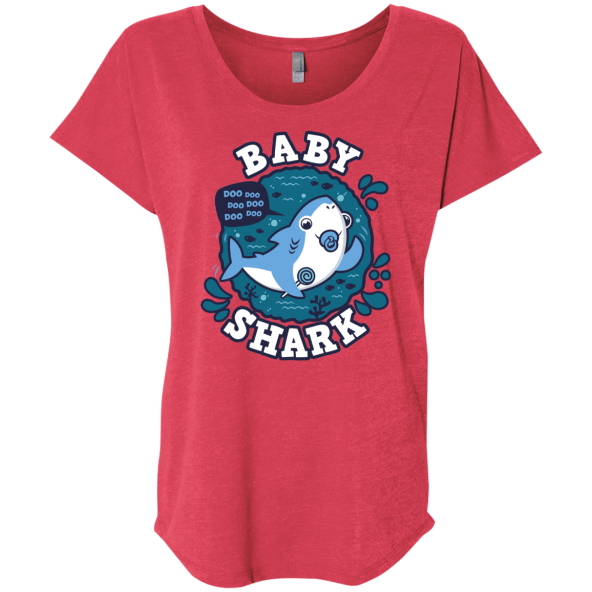 T-Shirts Vintage Red / X-Small Shark Family trazo - Baby Boy chupete Triblend Dolman Sleeve