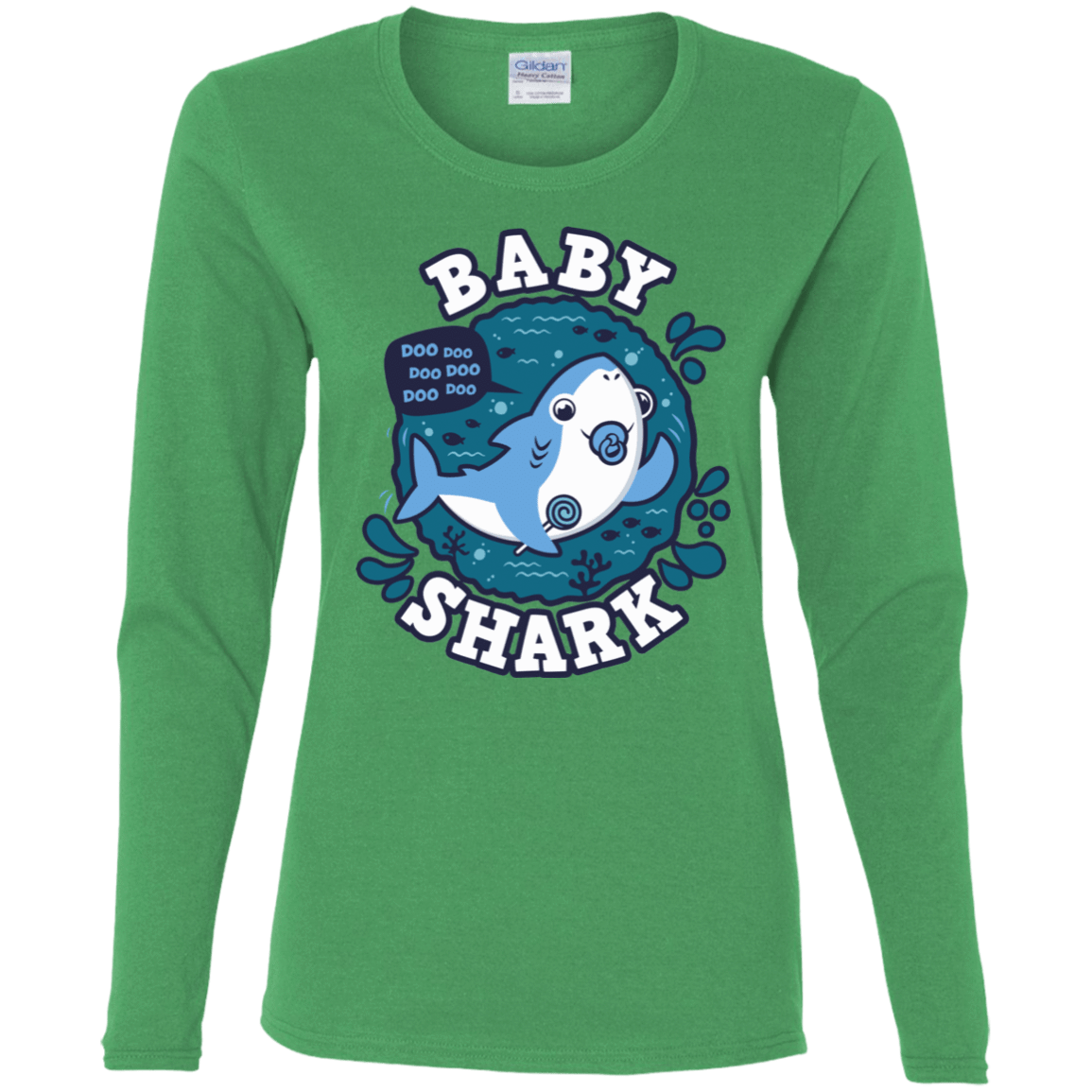 T-Shirts Irish Green / S Shark Family trazo - Baby Boy chupete Women's Long Sleeve T-Shirt