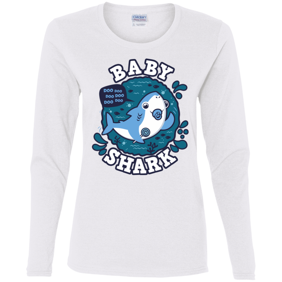 T-Shirts White / S Shark Family trazo - Baby Boy chupete Women's Long Sleeve T-Shirt