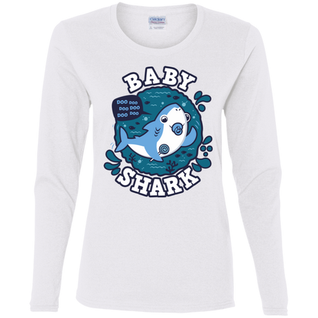 T-Shirts White / S Shark Family trazo - Baby Boy chupete Women's Long Sleeve T-Shirt