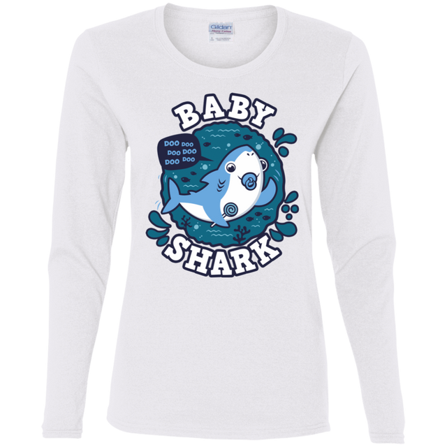 T-Shirts White / S Shark Family trazo - Baby Boy chupete Women's Long Sleeve T-Shirt