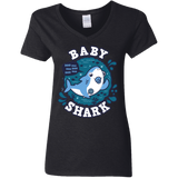 T-Shirts Black / S Shark Family trazo - Baby Boy chupete Women's V-Neck T-Shirt