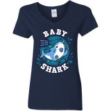 T-Shirts Navy / S Shark Family trazo - Baby Boy chupete Women's V-Neck T-Shirt