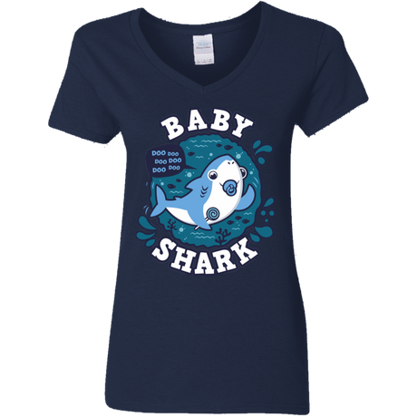 T-Shirts Navy / S Shark Family trazo - Baby Boy chupete Women's V-Neck T-Shirt