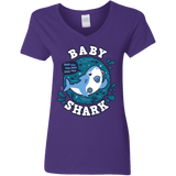 T-Shirts Purple / S Shark Family trazo - Baby Boy chupete Women's V-Neck T-Shirt