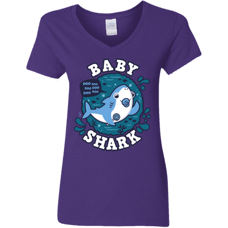 T-Shirts Purple / S Shark Family trazo - Baby Boy chupete Women's V-Neck T-Shirt