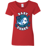 T-Shirts Red / S Shark Family trazo - Baby Boy chupete Women's V-Neck T-Shirt