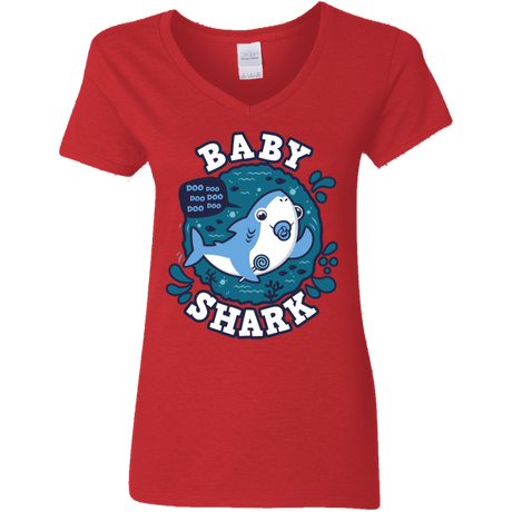 T-Shirts Red / S Shark Family trazo - Baby Boy chupete Women's V-Neck T-Shirt