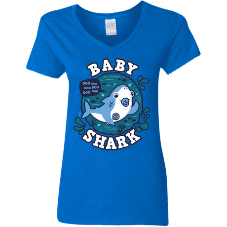 T-Shirts Royal / S Shark Family trazo - Baby Boy chupete Women's V-Neck T-Shirt