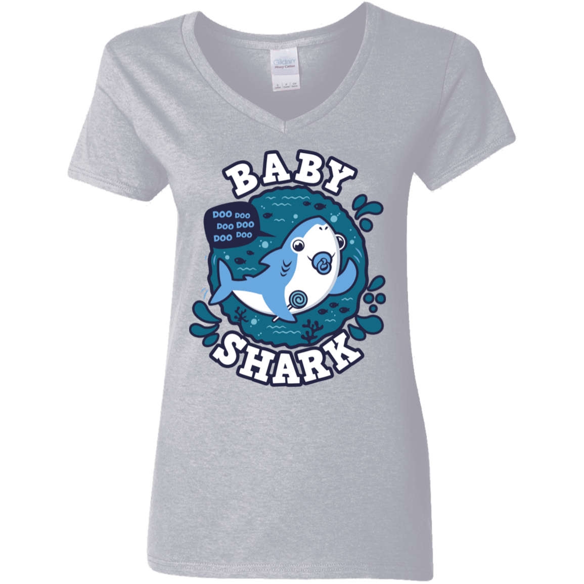 T-Shirts Sport Grey / S Shark Family trazo - Baby Boy chupete Women's V-Neck T-Shirt