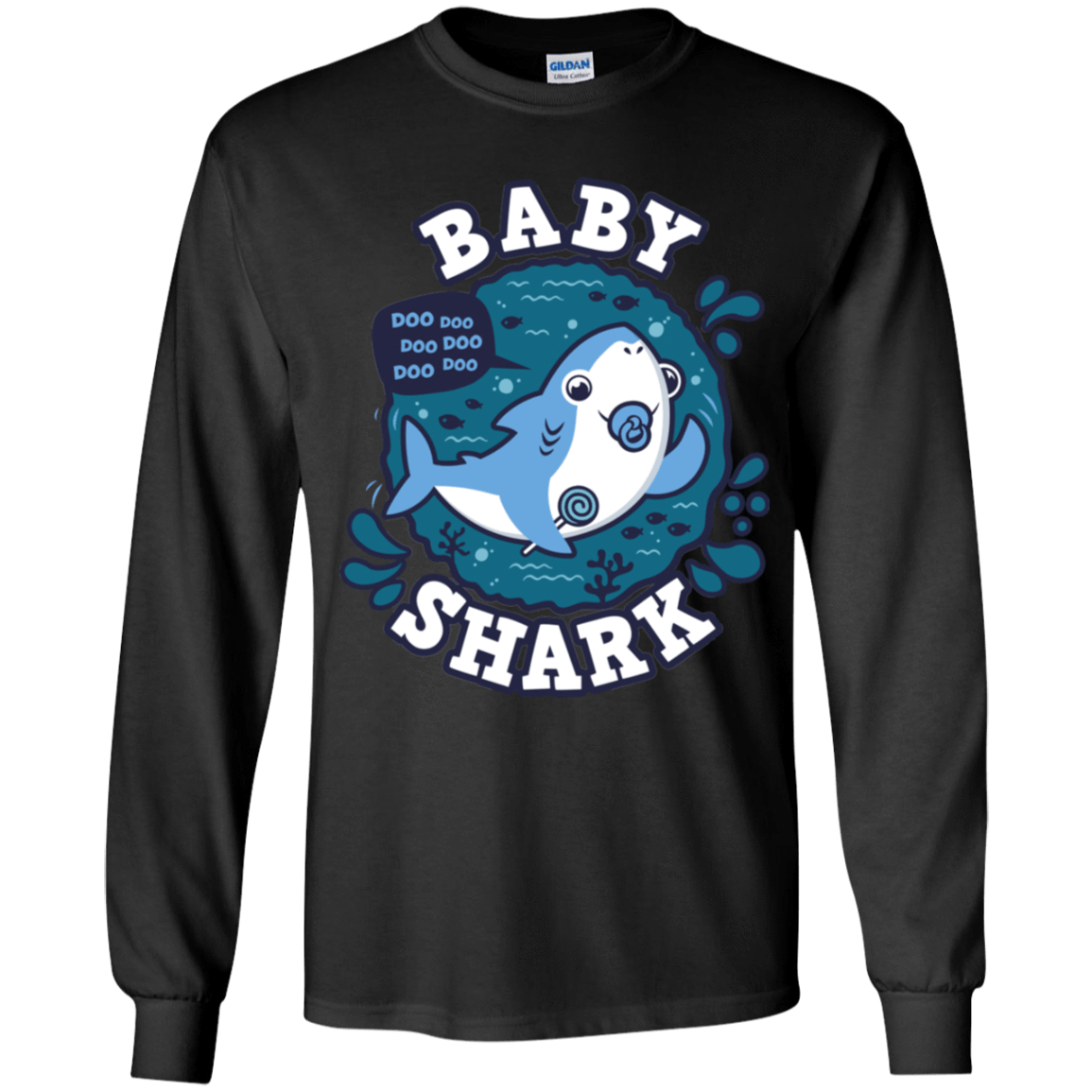 T-Shirts Black / YS Shark Family trazo - Baby Boy chupete Youth Long Sleeve T-Shirt