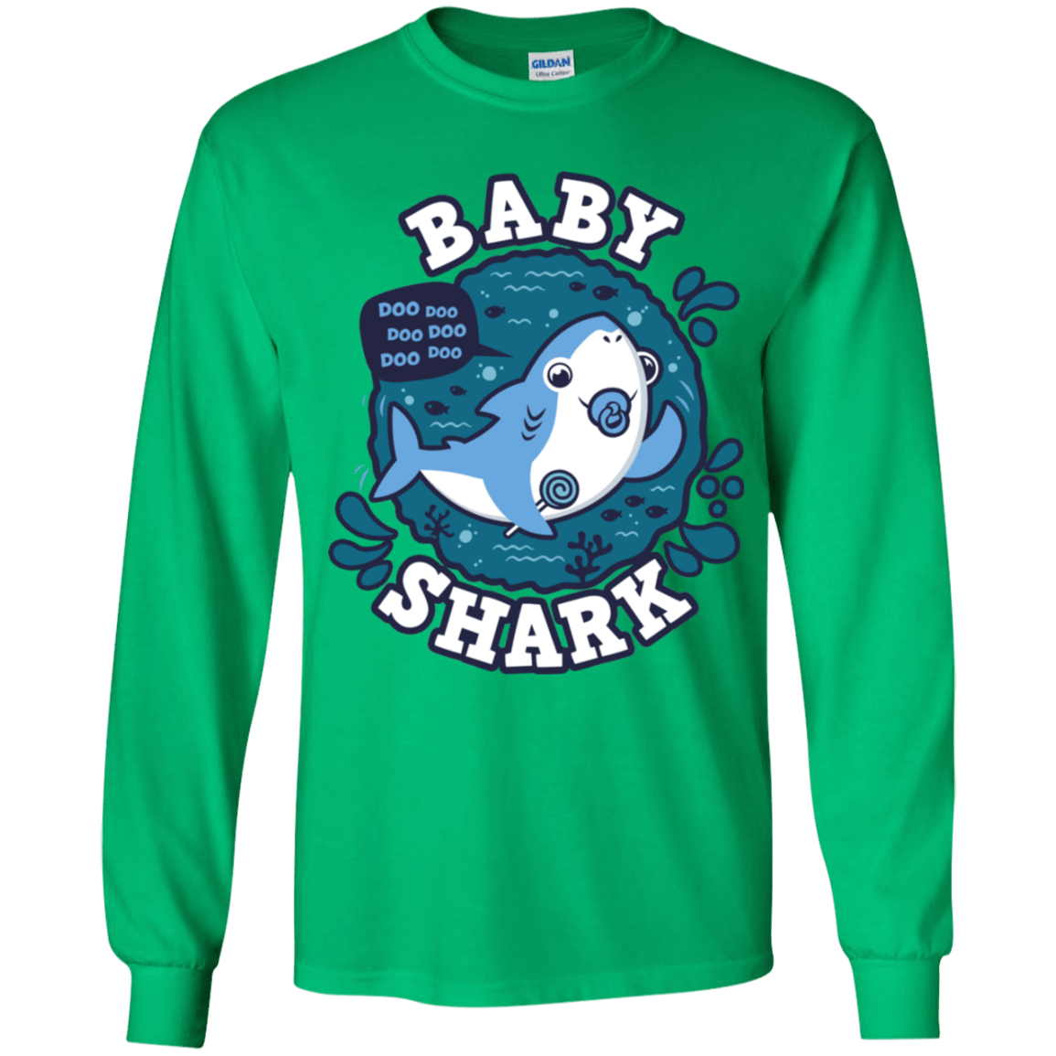 T-Shirts Irish Green / YS Shark Family trazo - Baby Boy chupete Youth Long Sleeve T-Shirt