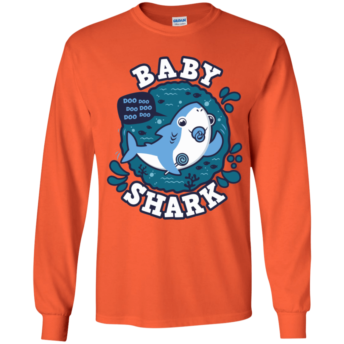 T-Shirts Orange / YS Shark Family trazo - Baby Boy chupete Youth Long Sleeve T-Shirt