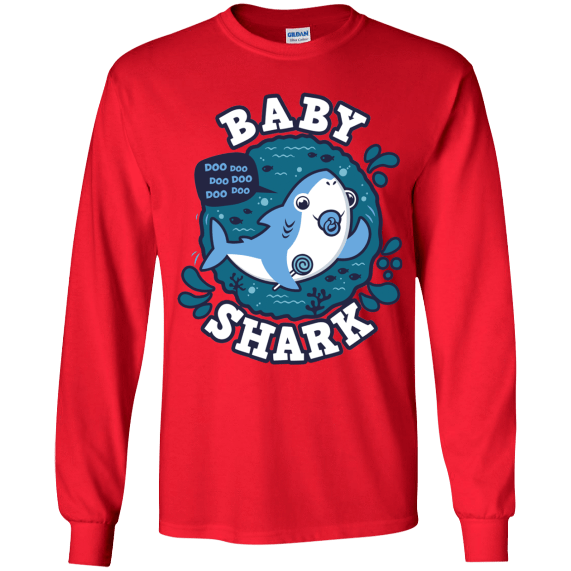 T-Shirts Red / YS Shark Family trazo - Baby Boy chupete Youth Long Sleeve T-Shirt