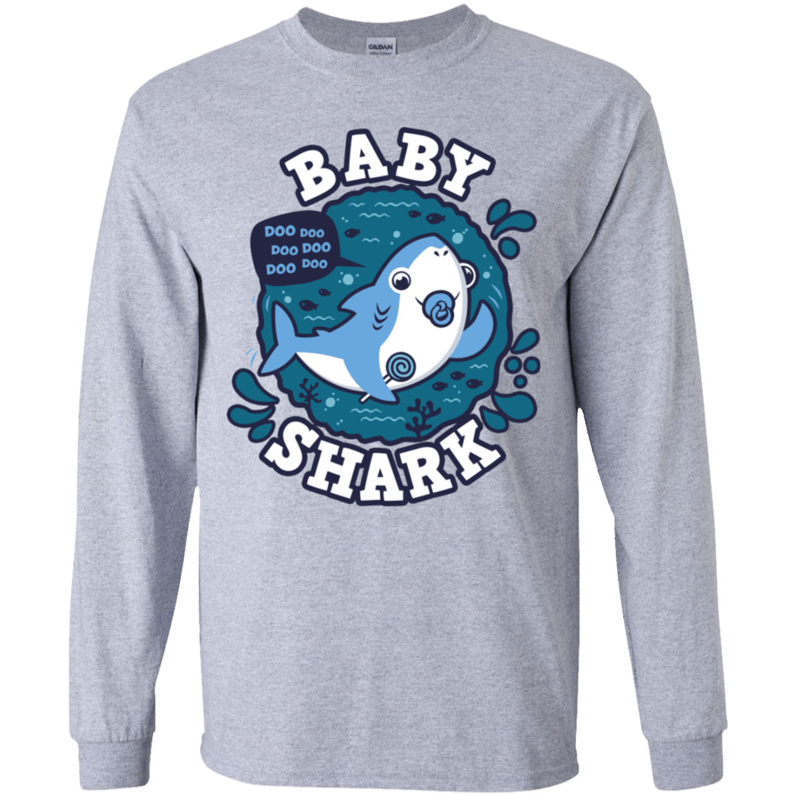 T-Shirts Sport Grey / YS Shark Family trazo - Baby Boy chupete Youth Long Sleeve T-Shirt