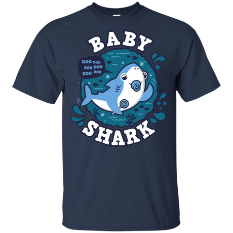 T-Shirts Navy / YXS Shark Family trazo - Baby Boy chupete Youth T-Shirt