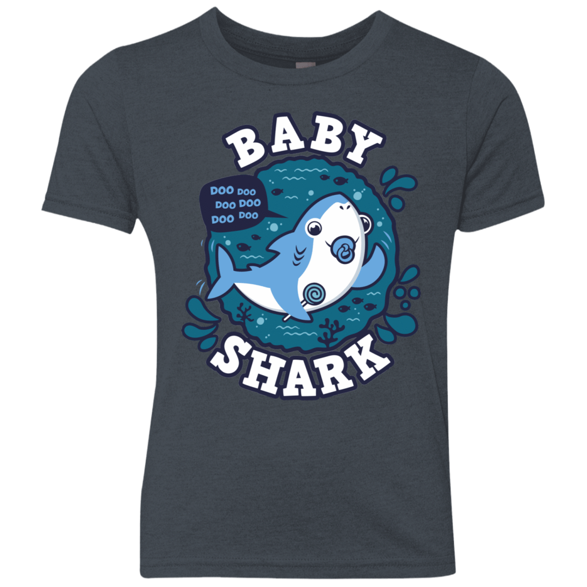 T-Shirts Vintage Navy / YXS Shark Family trazo - Baby Boy chupete Youth Triblend T-Shirt