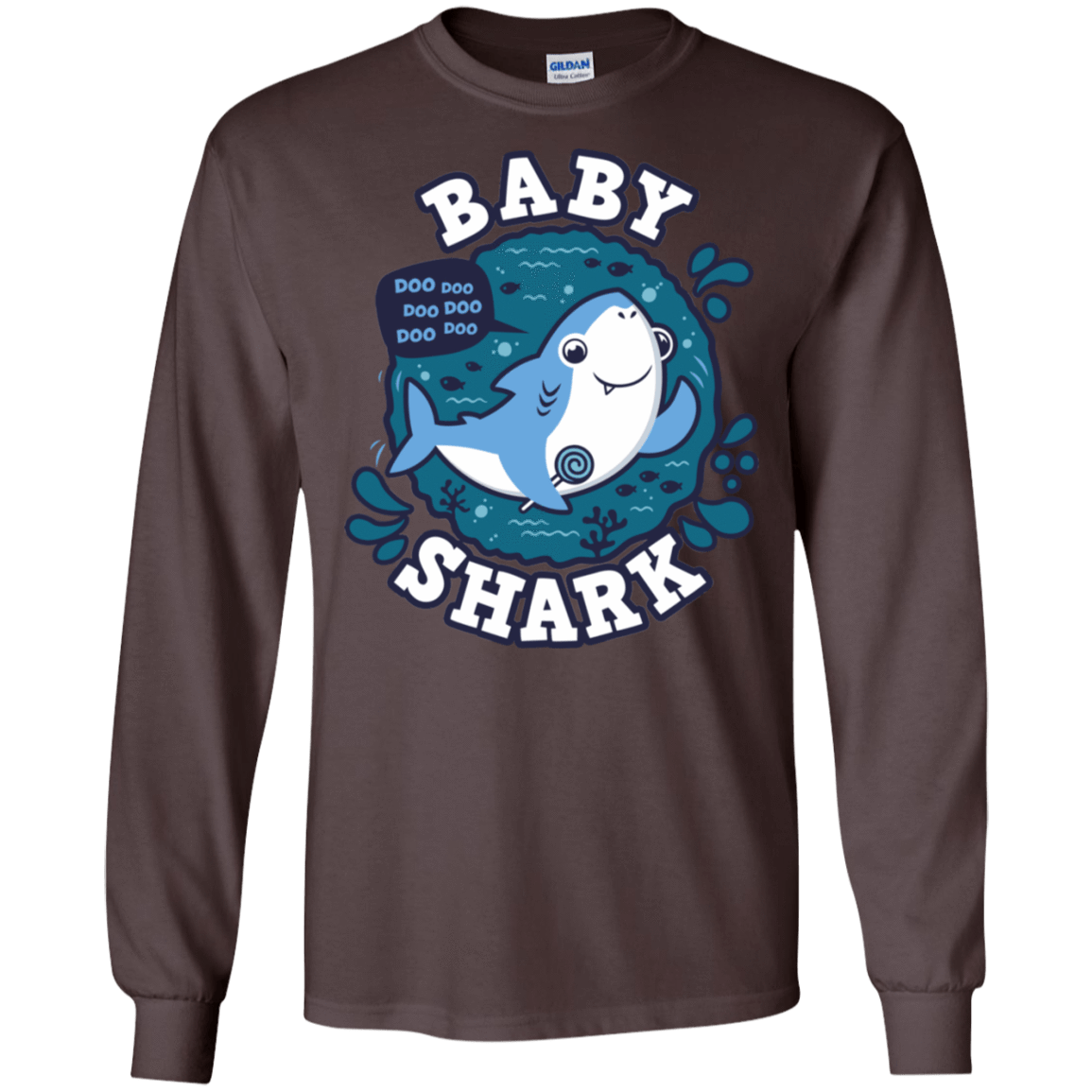 T-Shirts Dark Chocolate / S Shark Family trazo - Baby Boy Men's Long Sleeve T-Shirt