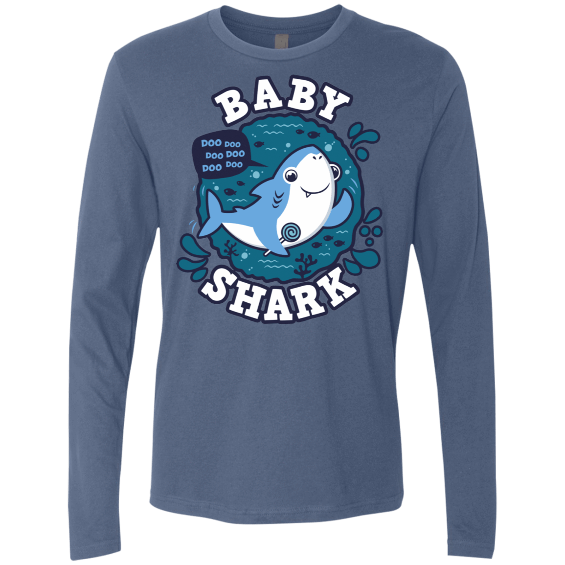 T-Shirts Indigo / S Shark Family trazo - Baby Boy Men's Premium Long Sleeve