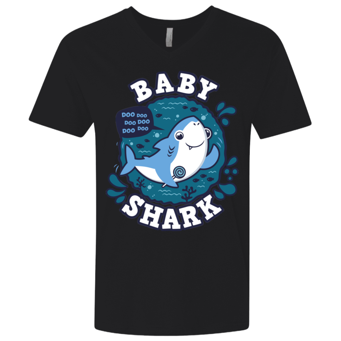T-Shirts Black / X-Small Shark Family trazo - Baby Boy Men's Premium V-Neck