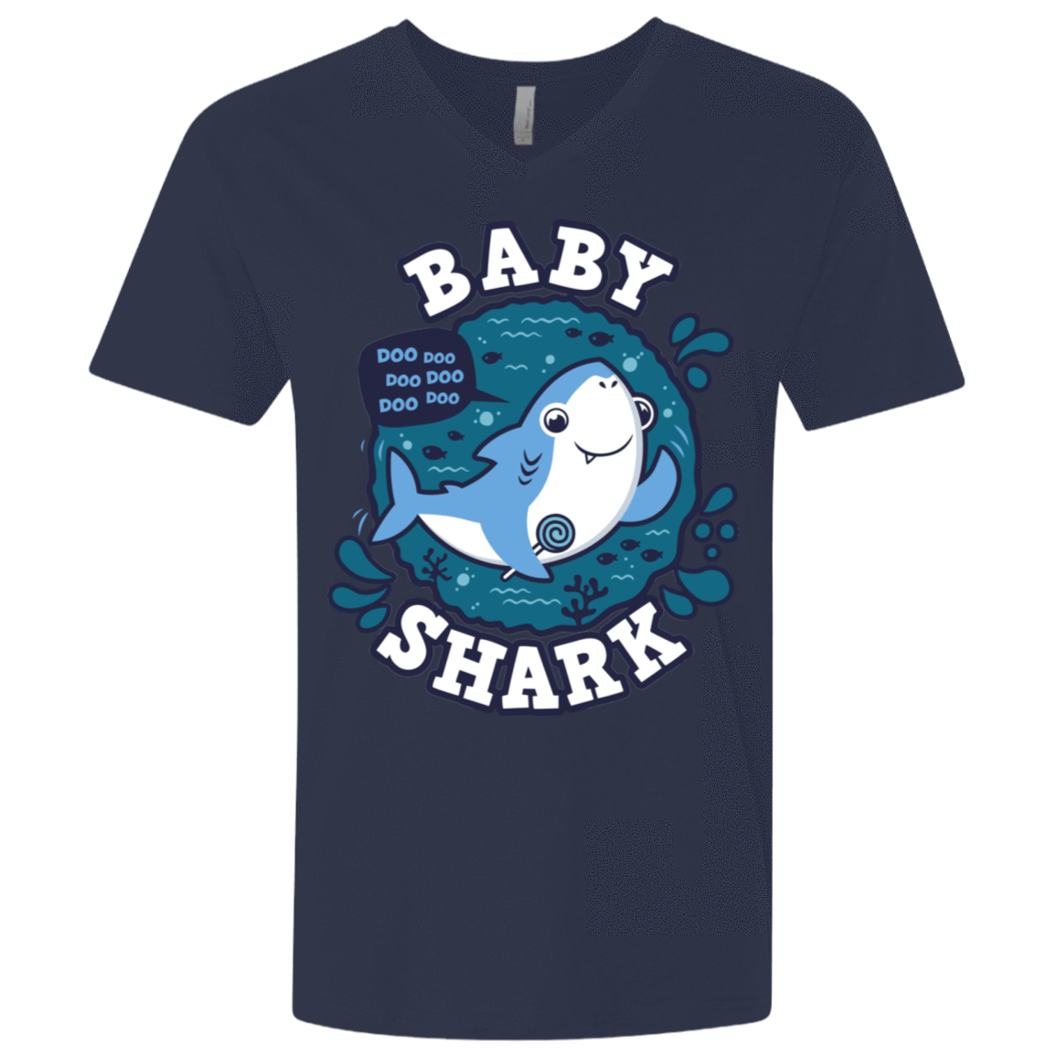 T-Shirts Midnight Navy / X-Small Shark Family trazo - Baby Boy Men's Premium V-Neck